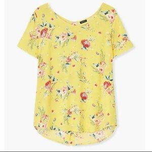 Torrid Womens Top 3/3X Yellow Red Green Abbey Gauze Button Back Rayon Blouse